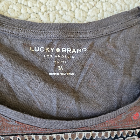 Lucky Brand Gray Patterned Long Sleeve Top - Picture 3 of 4